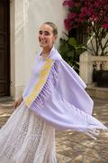 Rebozo artesanal Lavanda tejido a mano con tintes naturales en tonos lavanda en México.